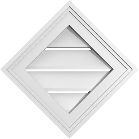 Ekena Millwork Diamond Surface Mount PVC Gable Vent: Non-Functional, w/ 3-1/2"W x 1"P Standard Frame, 42"W x 42"H GVPDI42X4201SN